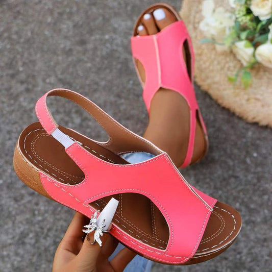 Women’s Summer Wedges – Elastic-Band Fish-Mouth Casual Sandals CJ US