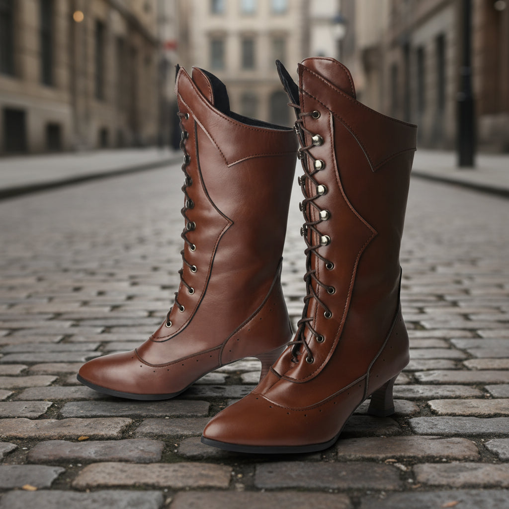 Lace-up Martin Boots Wine Cup Heel Round Toe Large Size Women's Boots