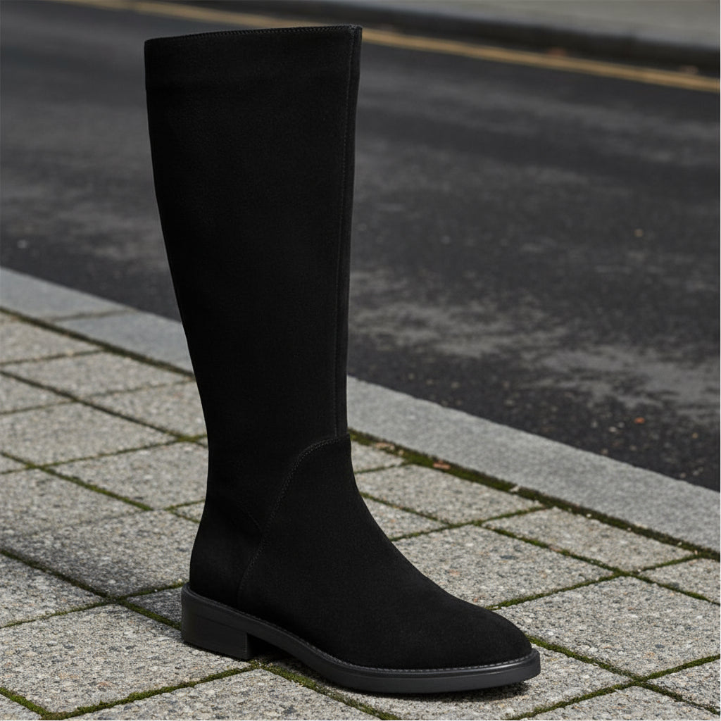 Women's Solid Color Fashion Frosted Long Martin Suede Boots