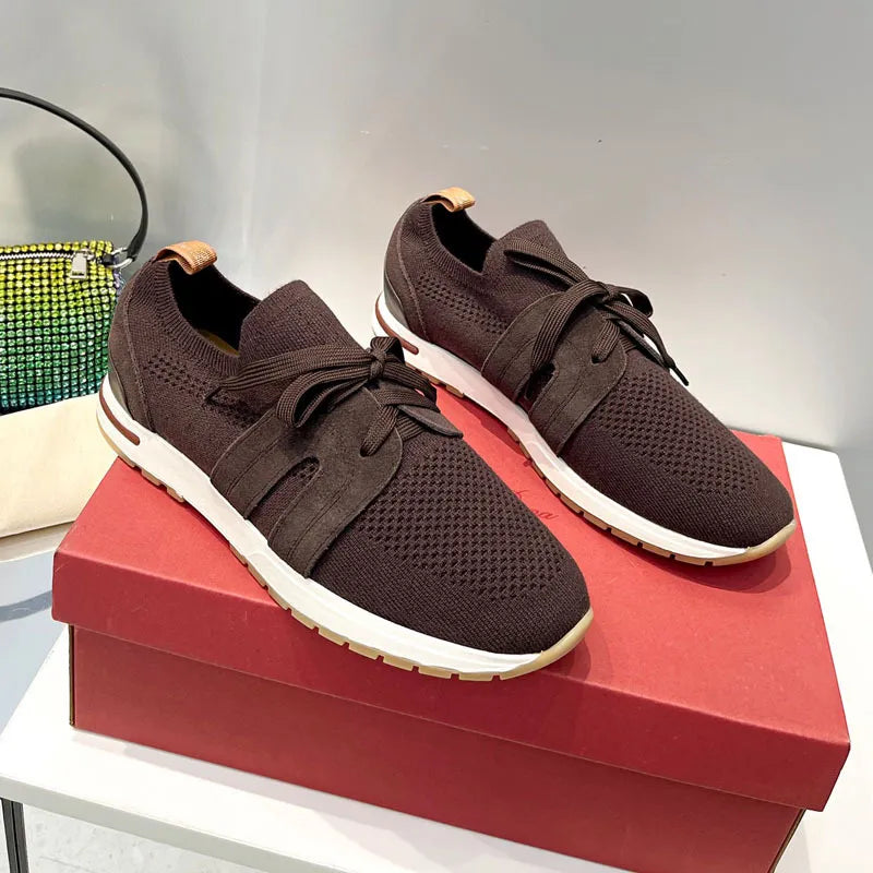 Sports shoes with lace up fly weave breathable casual thick soled shoes walking shoes