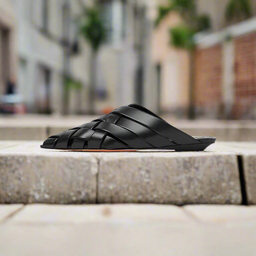 Fashion Women Slippers Pointed Toe Shallow Slip On Mules Shoes Black Summer Slides Slippers Flats Heeled Mules Shoes casual slippers