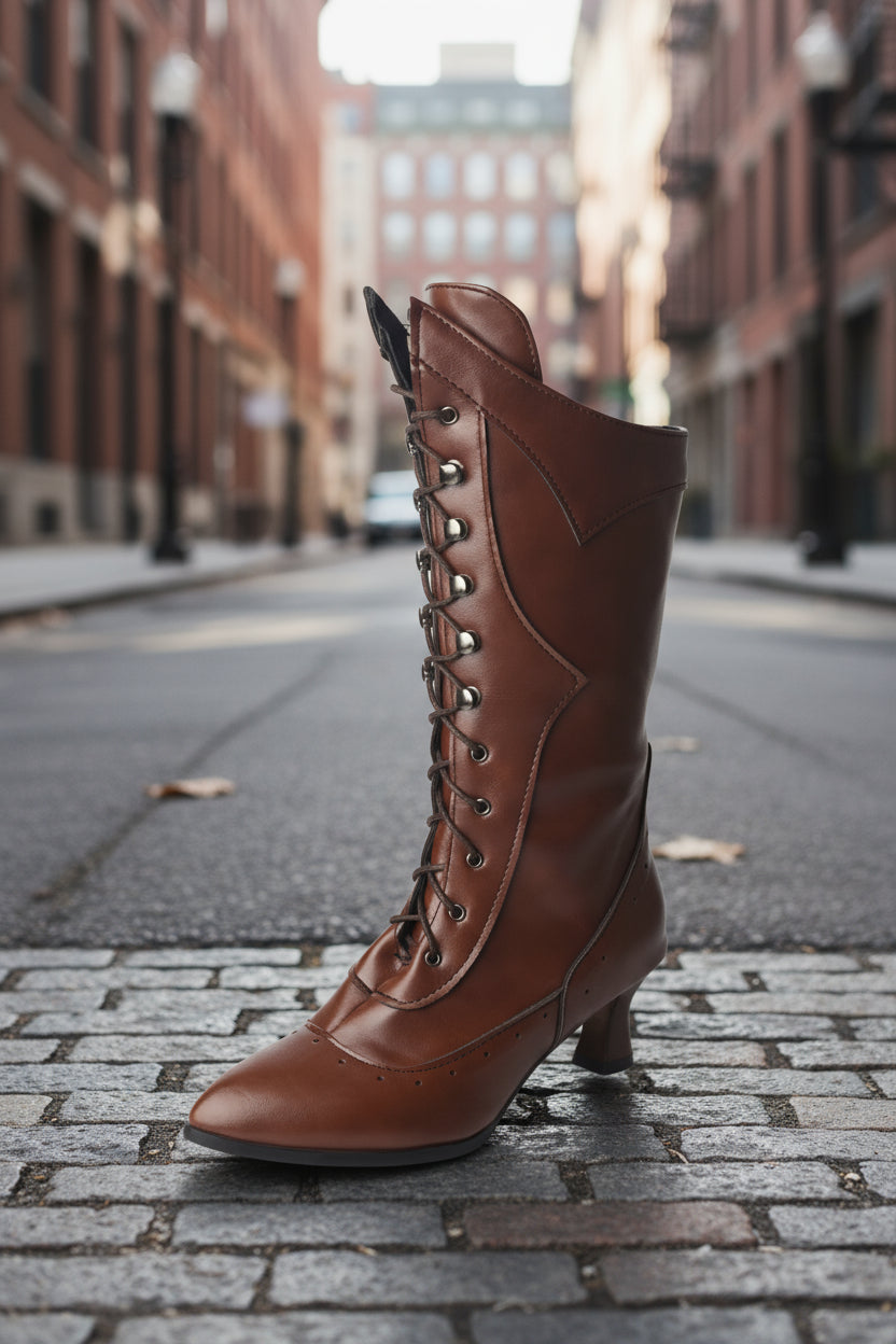 Lace-up Martin Boots Wine Cup Heel Round Toe Large Size Women's Boots