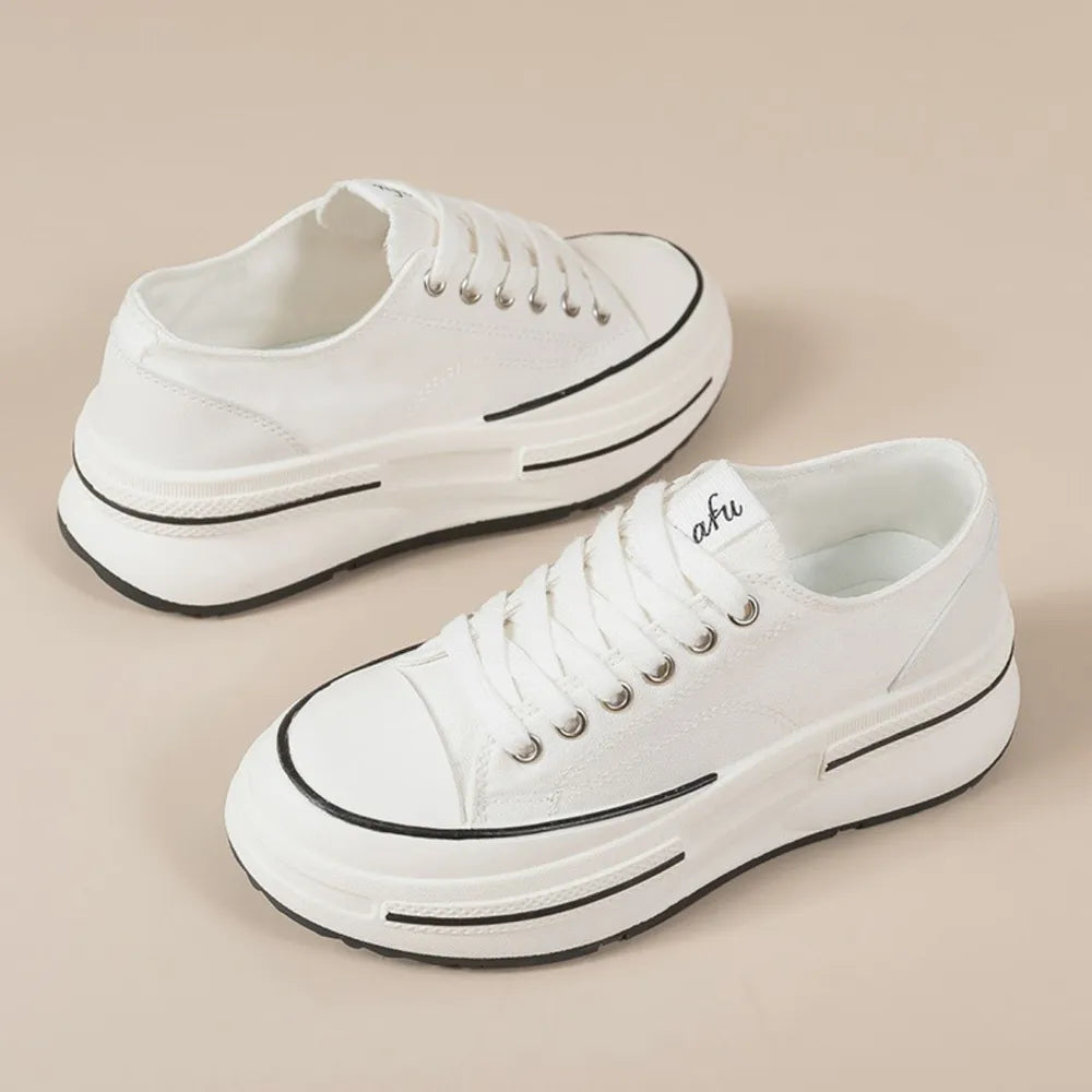 Tied Round Toe Platform Sneakers Sneakers