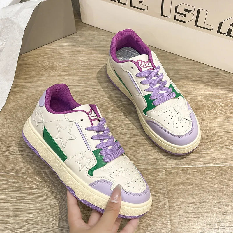 Contrast Star Round Toe Athletic Sneakers Sneakers
