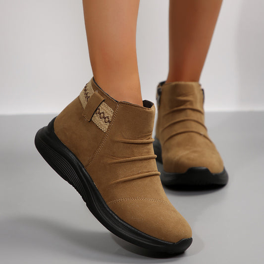 Round Head Women's Autumn And Winter Frosted Martin Boots Casual All-matching