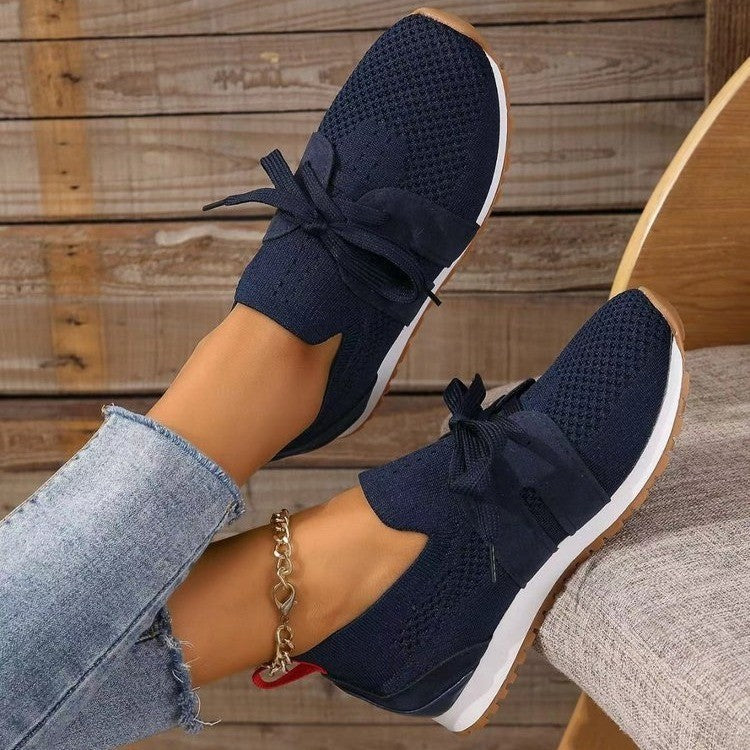 New Lace-Up Mesh Flats – Breathable Casual Walking Wedges for Women walking shoes