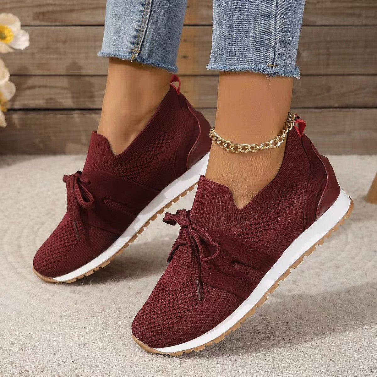 New Lace-Up Mesh Flats – Breathable Casual Walking Wedges for Women walking shoes