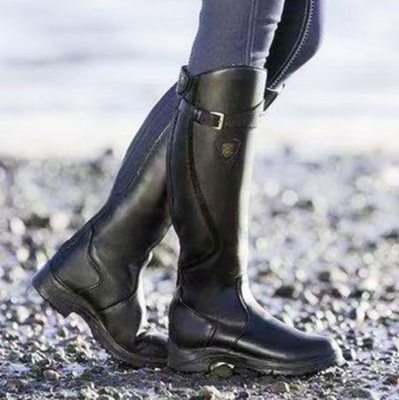 Heritage Rider Buckle Knee-High Western Boots