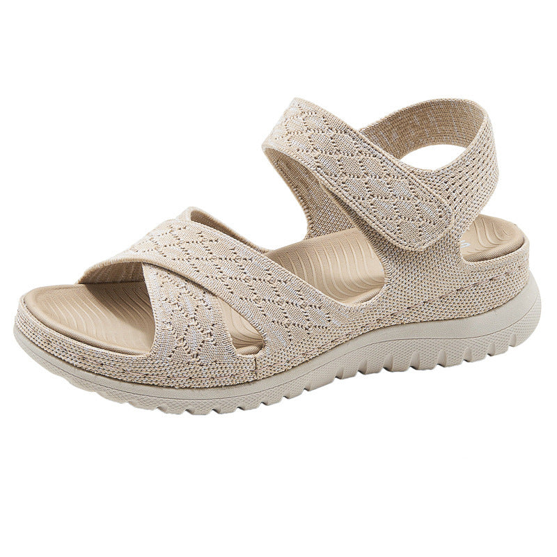 Sports and leisure sandals with Velcro hollow out thick soled women's casual shoes walking shoes