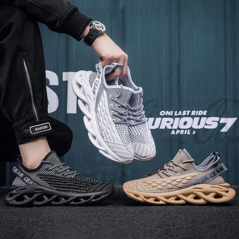 Flyknit mesh shoes for men lightweight and casual trendy shoes walking shoes