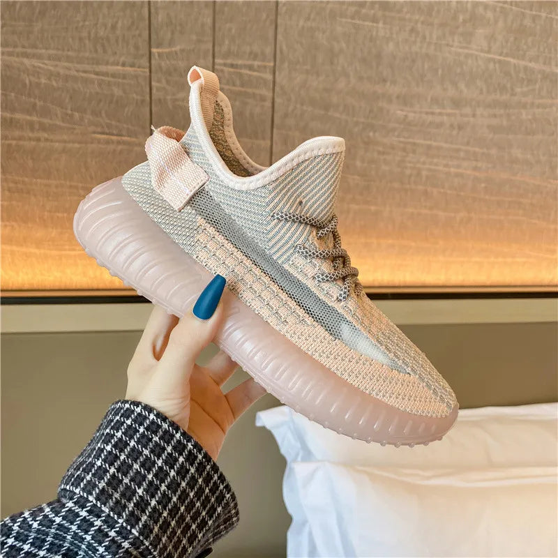 Mesh Lace-Up Platform Athletic Shoes walking shoes