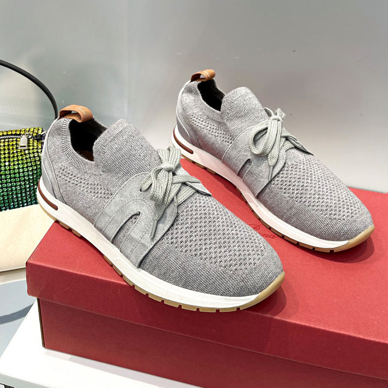 Sports shoes with lace up fly weave breathable casual thick soled shoes walking shoes