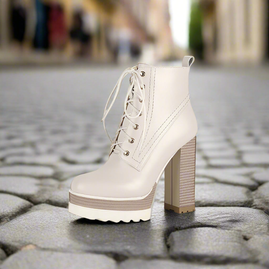 Women's Chunky Heel Waterproof Platform High Heel Boots Boots