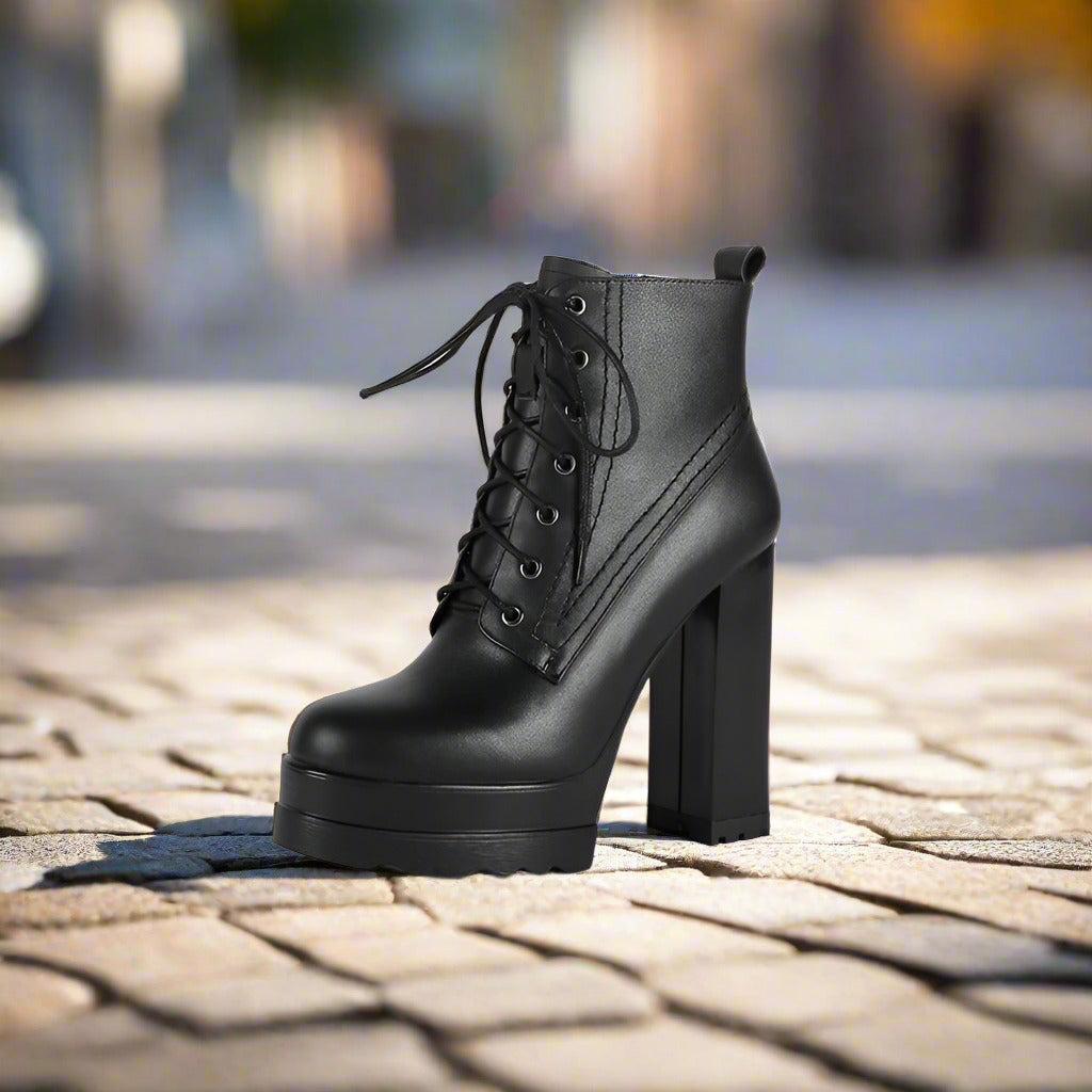 Women's Chunky Heel Waterproof Platform High Heel Boots Boots