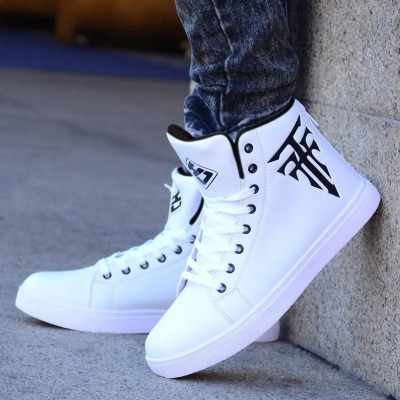 Summer shoe leather breathable lace up solid color thick soled sneakers white Sneakers