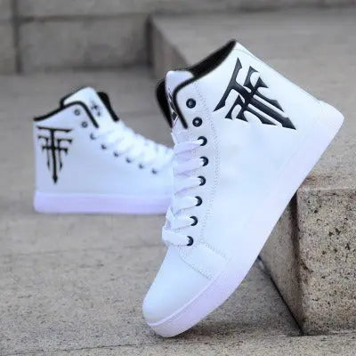 Summer shoe leather breathable lace up solid color thick soled sneakers white Sneakers