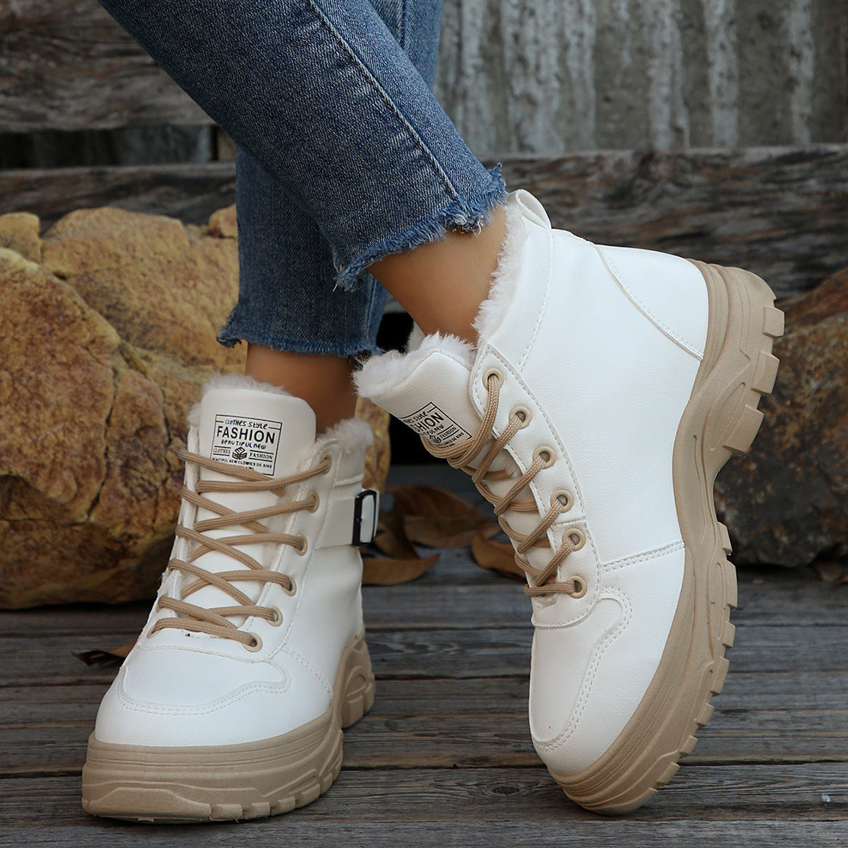 Women's Casual Mid-calf Fleece-lined, Thickened, Insulated Cotton Boots