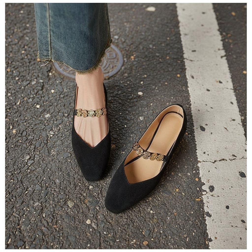 French Retro Square Toe Low-cut Suede Pumps Women's Autumn New