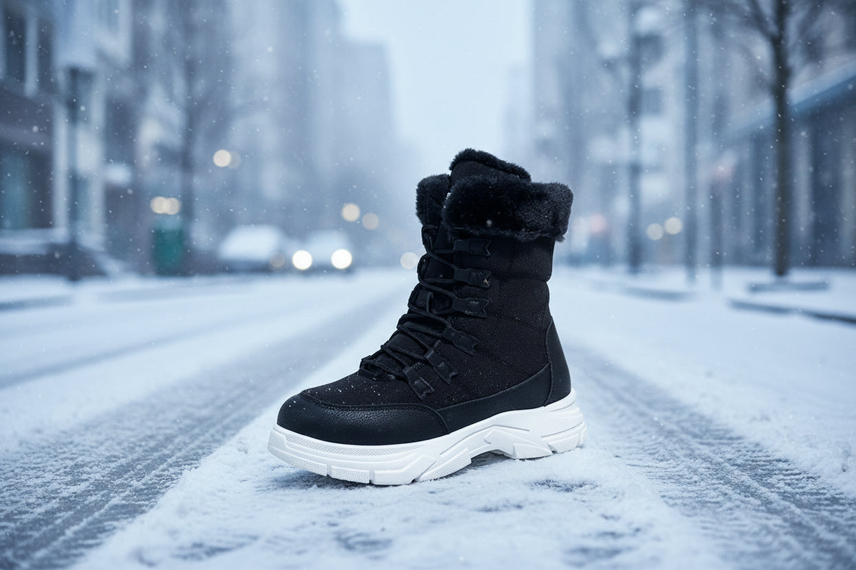 Chaussures à semelle épaisse doublées en polaire pour femmes – Chaussures d'hiver chaudes et confortables