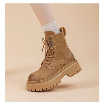 Women's Retro Height-Enhancing Mid-Calf Martin Boots 