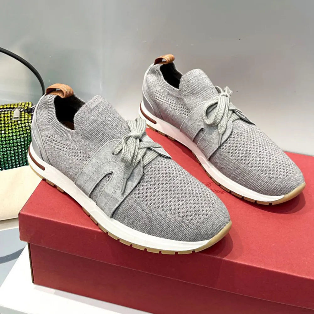 Sports shoes with lace up fly weave breathable casual thick soled shoes  walking shoes