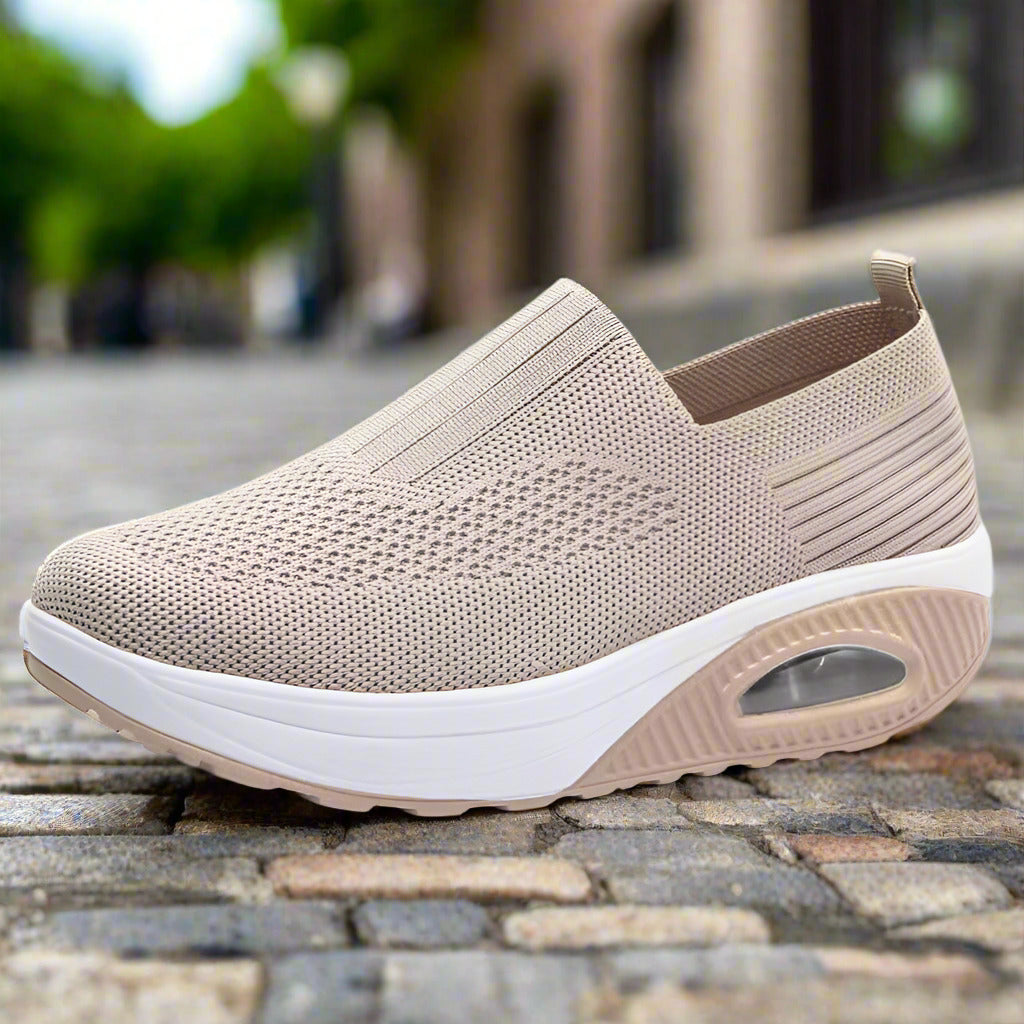 Women's shoes with thick sole and air cushion comfortable for casual sports breathable and fly woven soft soled women's shoes  walking shoes
