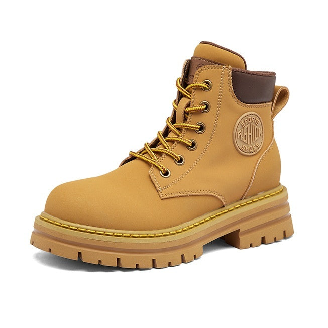 Women’s Genuine Leather Martin Boots – Thick Bottom Elevator Style CJ