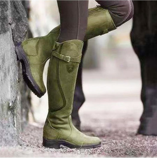 Heritage Rider Buckle Knee-High Western Boots