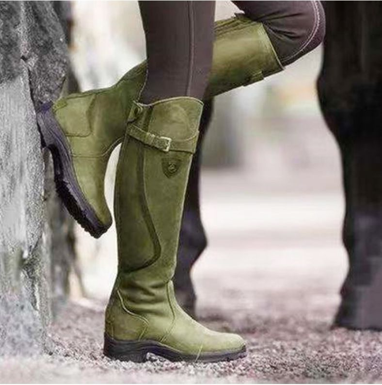 Heritage Rider Buckle Knee-High Western Boots