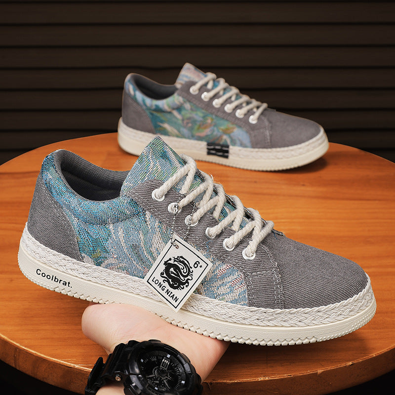 Trendy and versatile sports and leisure board shoes linen shoes  walking shoes