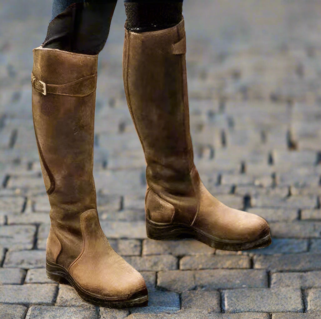 Heritage Rider Buckle Knee-High Western Boots