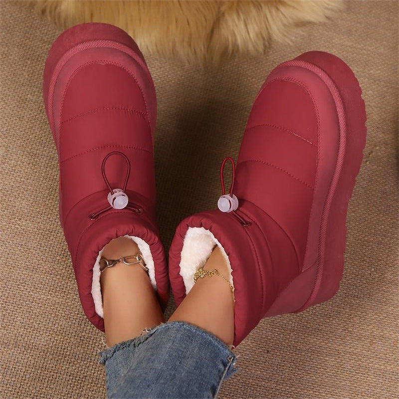 Bottines courtes doublées en polaire pour femmes – Bottines d'hiver chaudes doublées en coton