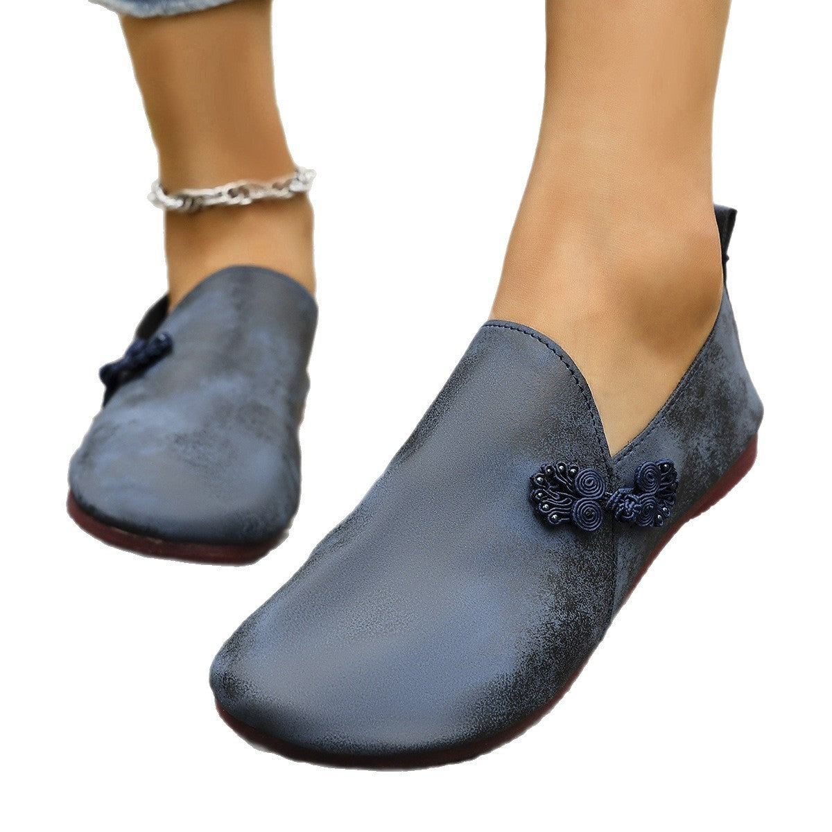 New Slippers Retro Buckle Closed-toe Slippers Women  casual slippers