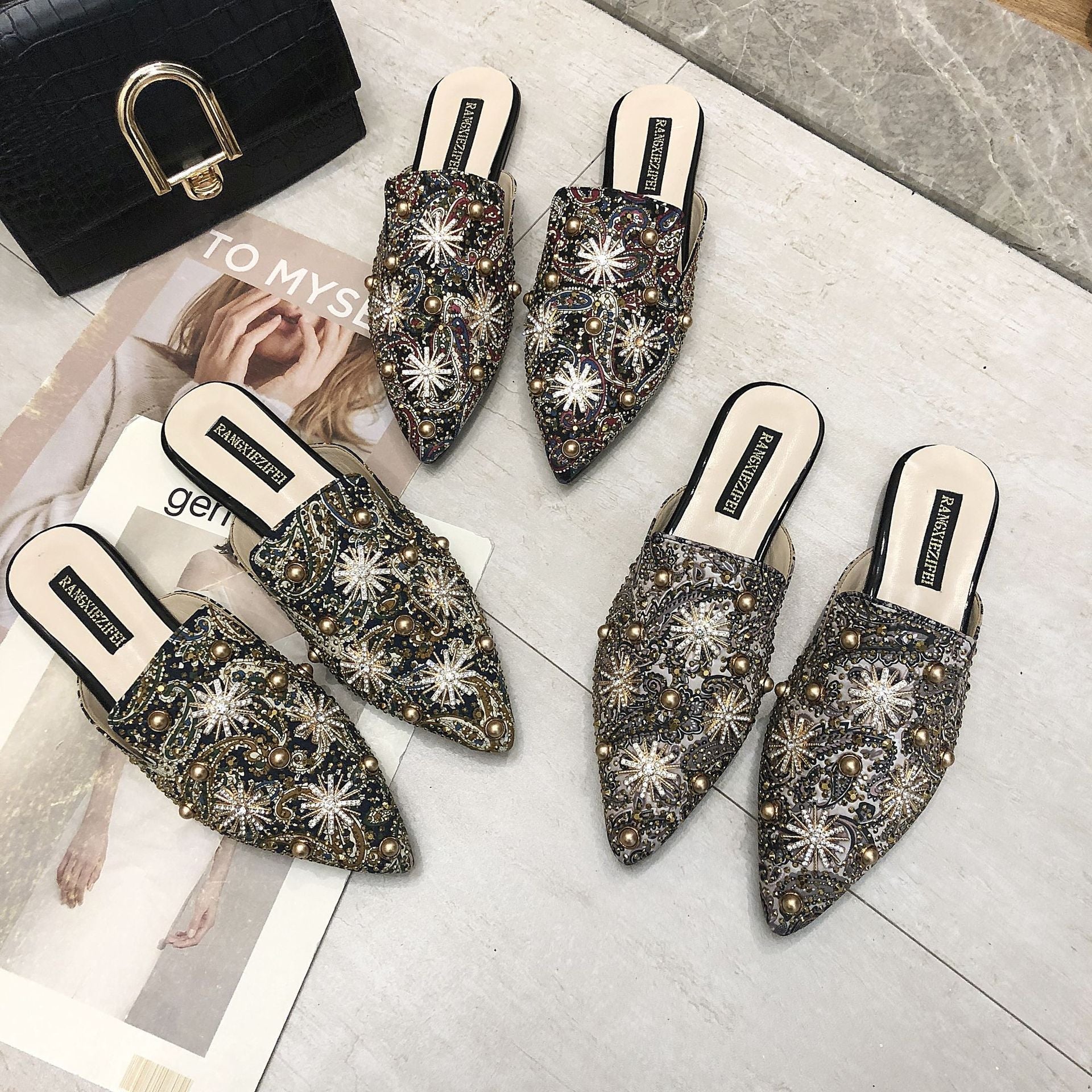 Baotou Half Slippers Women Flat Pointed Lazy Sandals And Slippers  casual slippers