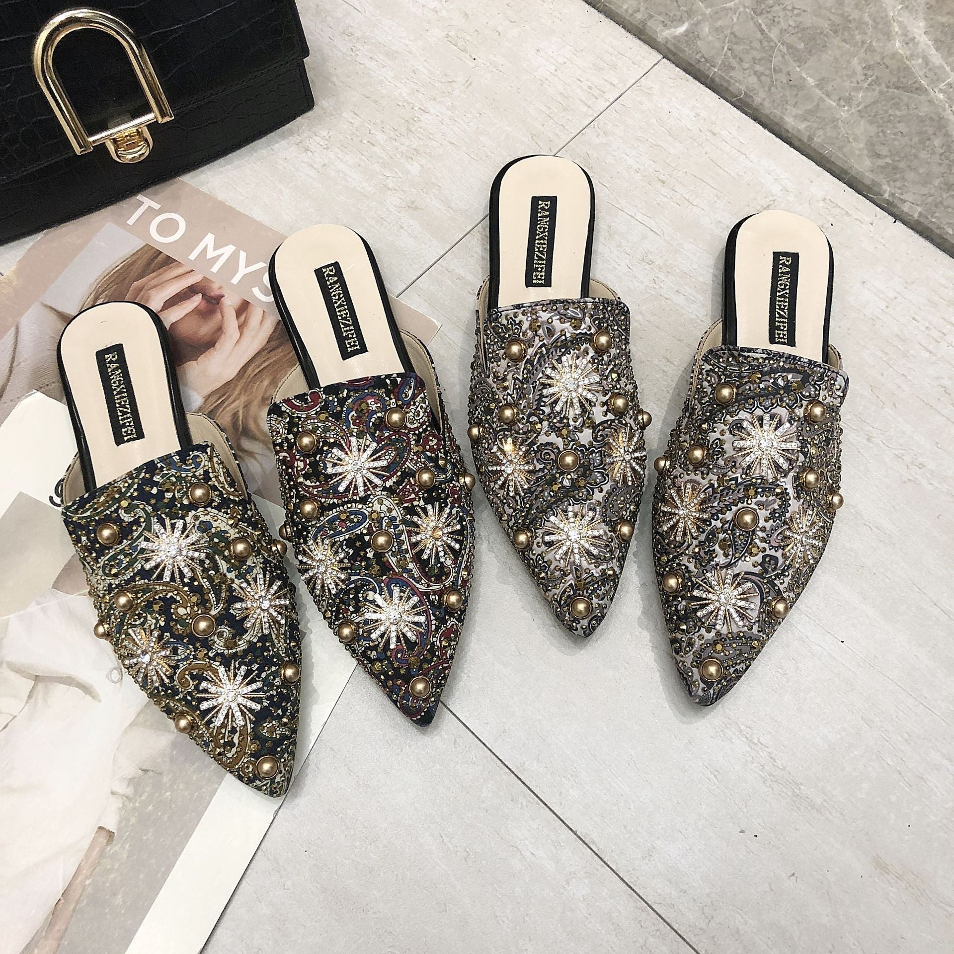 Baotou Half Slippers Women Flat Pointed Lazy Sandals And Slippers  casual slippers
