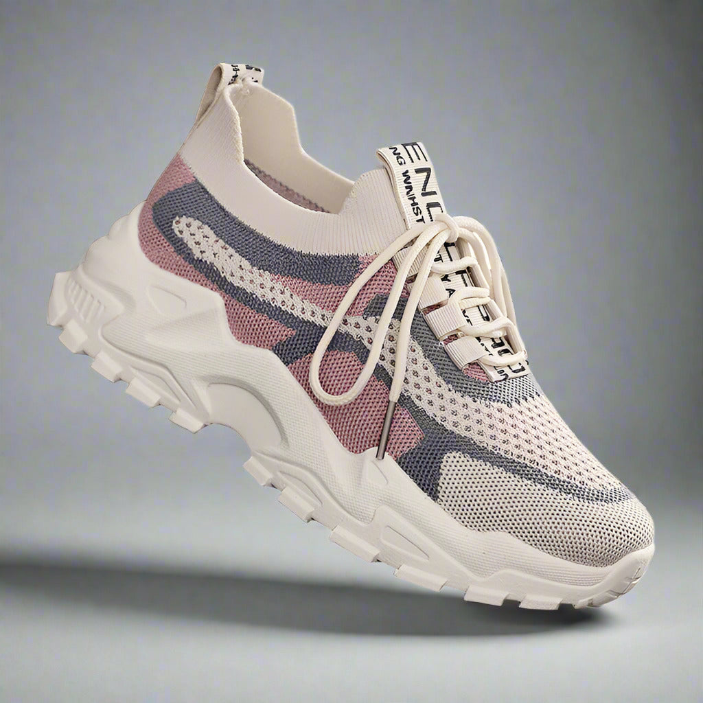Flyknit shoes breathable and comfortable thick soled shoes dad shoes women's sports shoes  walking shoes