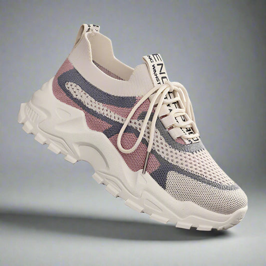 Flyknit shoes breathable and comfortable thick soled shoes dad shoes women's sports shoes  walking shoes