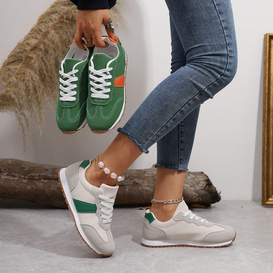 Womens Round-toe Lace-up Casual Thick-soled Elevating Sneakers 