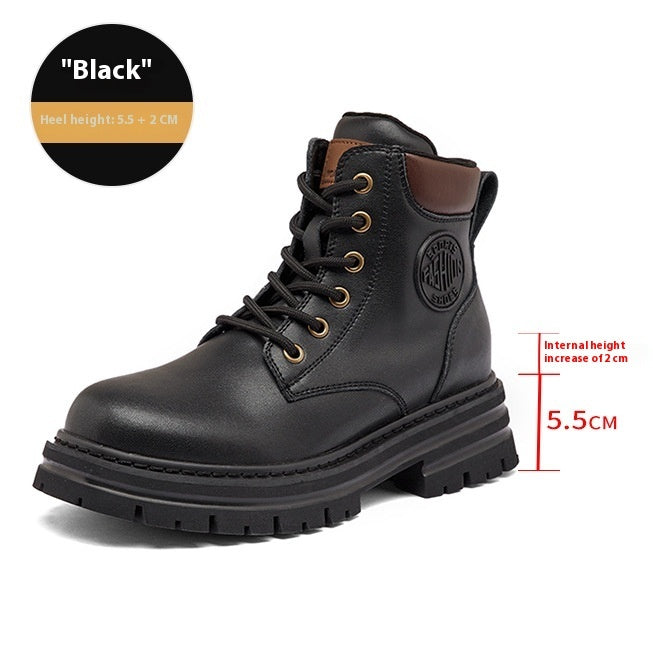 Women’s Genuine Leather Martin Boots – Thick Bottom Elevator Style CJ