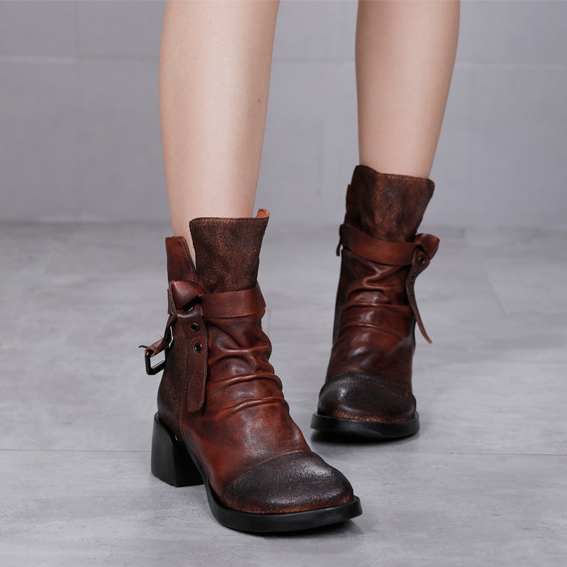 Fashion Personality Women's Retro Chunky Heel Ankle Boots  Boots