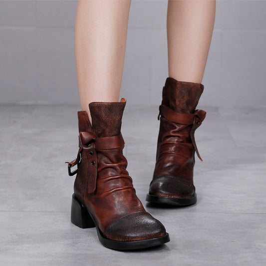 Fashion Personality Women's Retro Chunky Heel Ankle Boots  Boots
