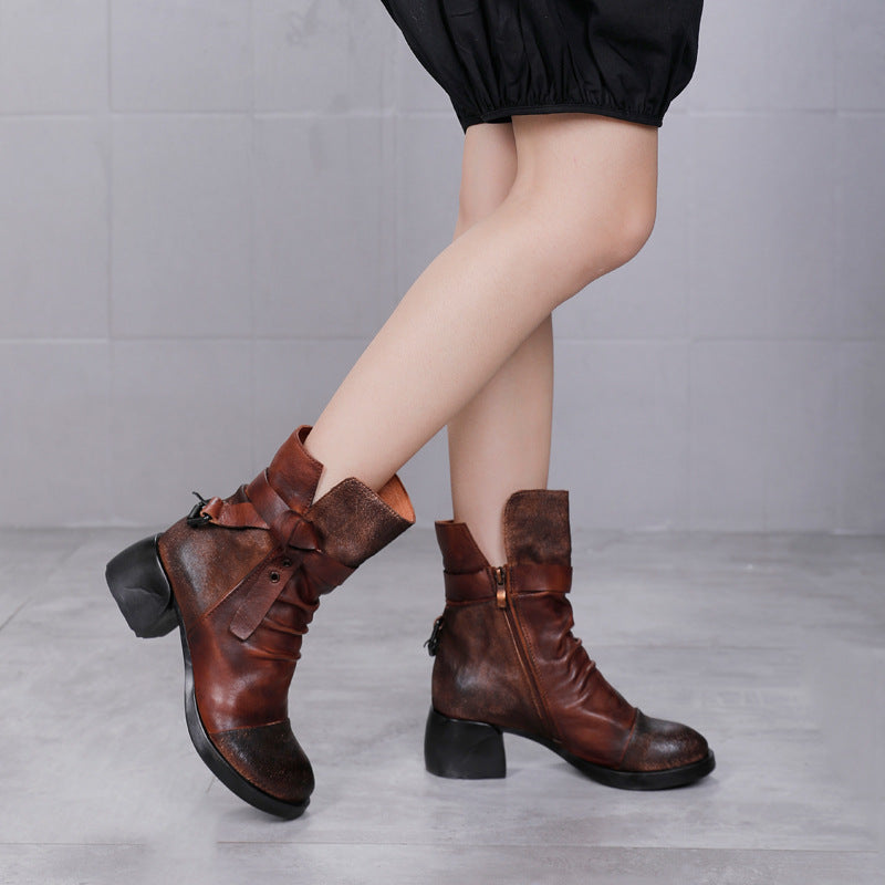 Fashion Personality Women's Retro Chunky Heel Ankle Boots  Boots