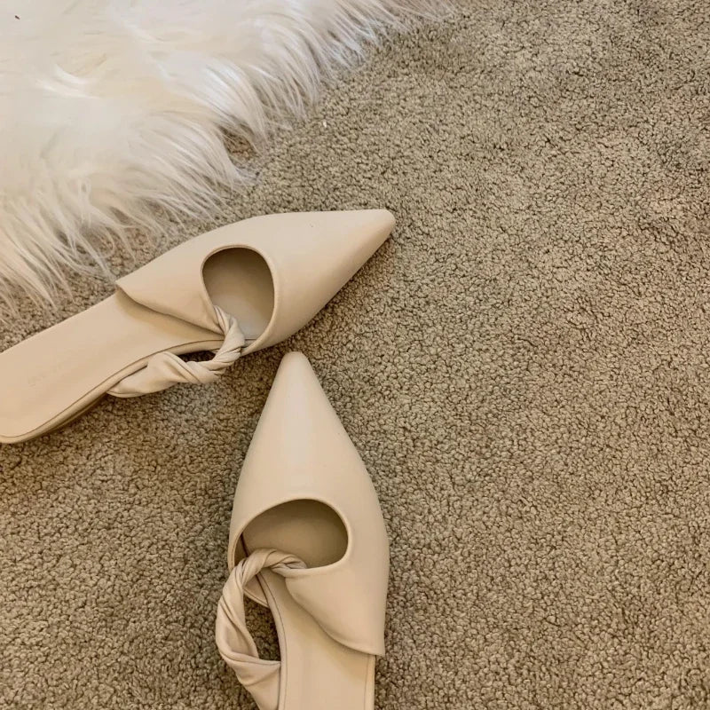 New Spring Women's Slippers Pointed Toe Toe Sandals Slippers Flat Casual  All-match Sexy Solid Color Women's Mules Slides  casual slippers