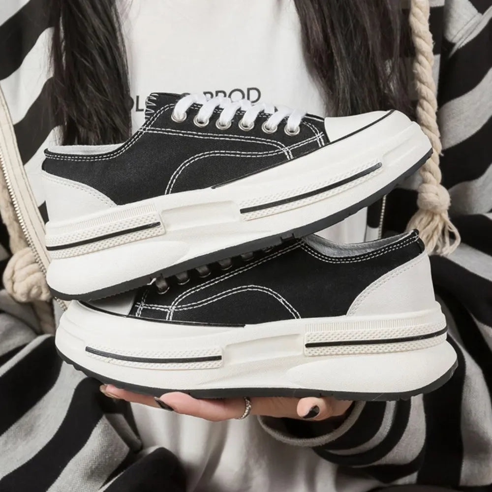 Tied Round Toe Platform Sneakers  Sneakers