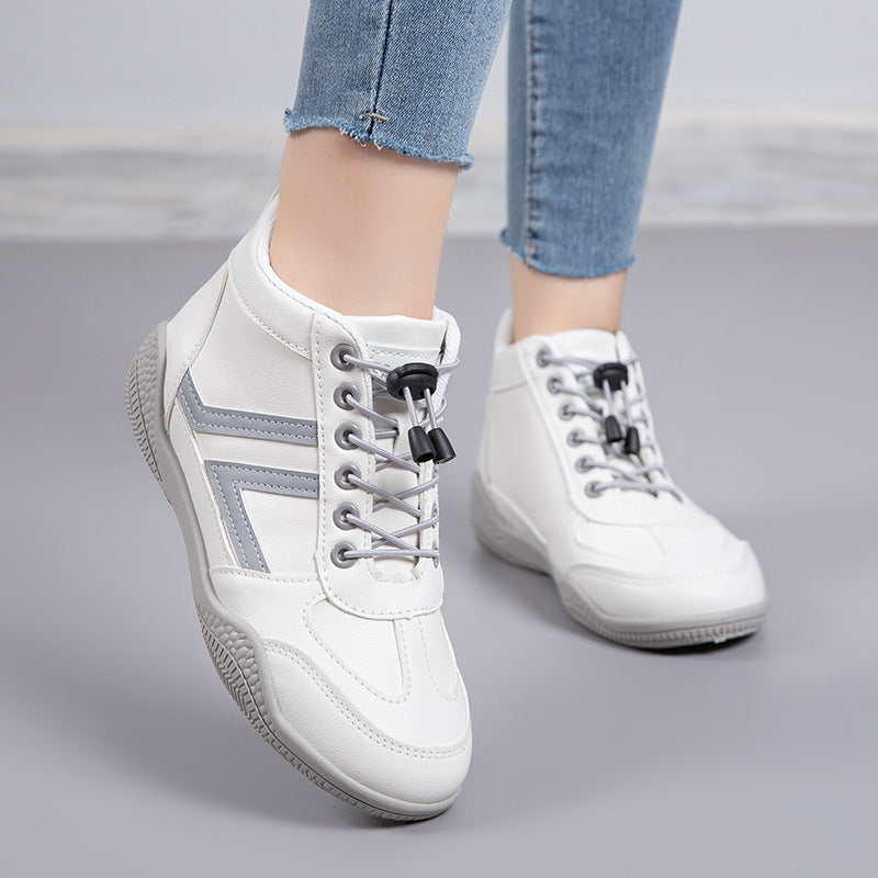 Mid top soft soled white shoes fashionable shoes anti slip and wear-resistant sports shoes for women  walking shoes
