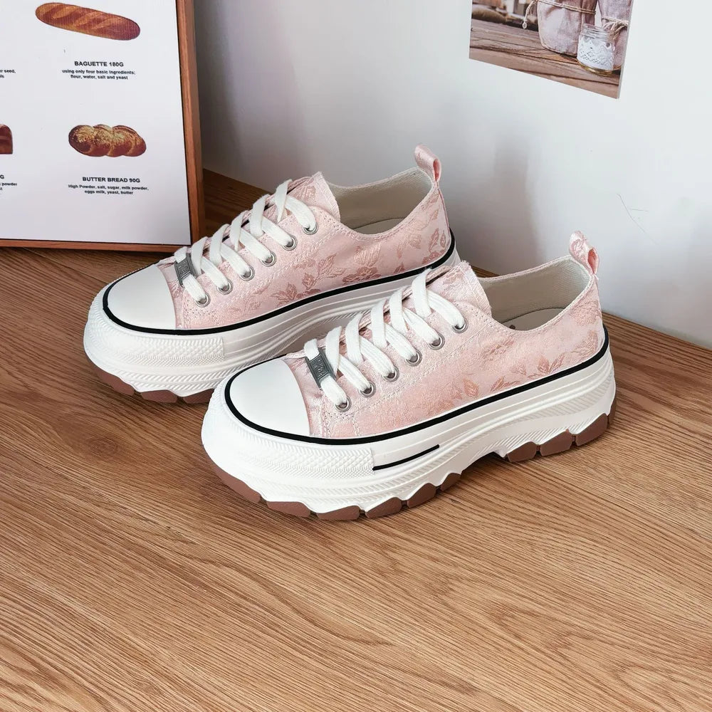Lace-Up Canvas Platform Sneakers  Sneakers