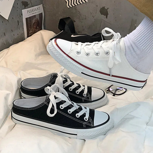 Round Toe Lace-Up Canvas Sneakers  Sneakers