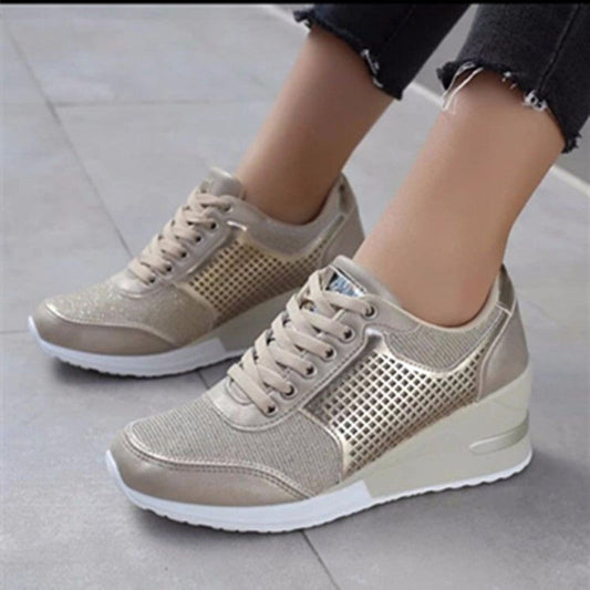 Lacing Sneakers With Platform Heels For Women  Sneakers