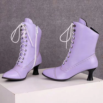 Large Size Women's British-style Martin Wine Glass High Heel Boots Women's Motorcycle Diversi Fashion™