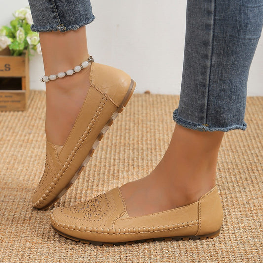 Handmade Stitching Gommino Solid Color Casual Women's Shoes  walking shoes